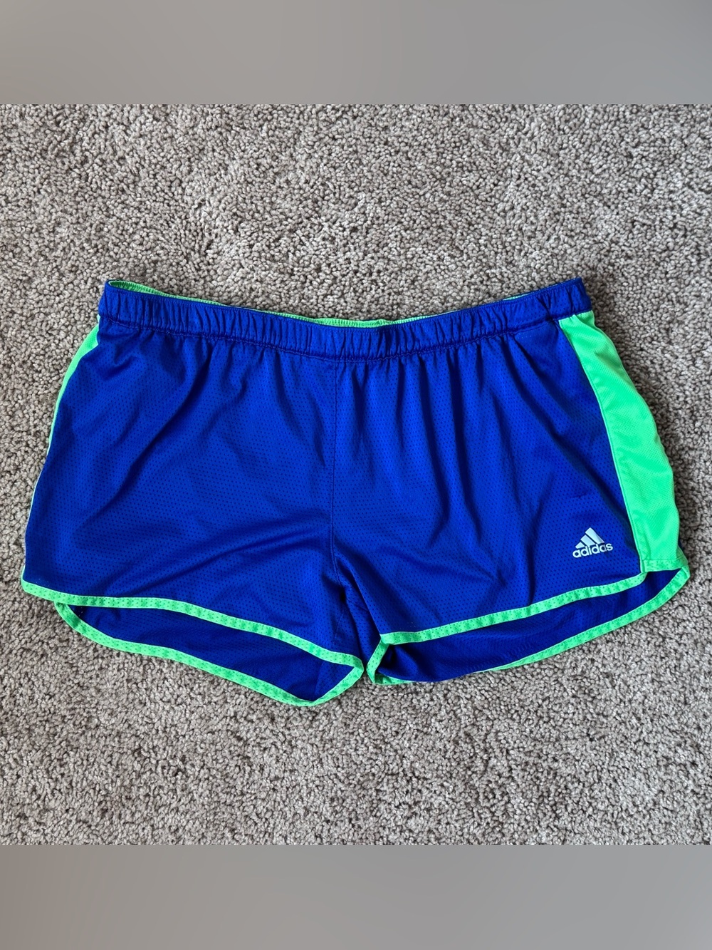adidas Women’s Blue & Neon Green Athletic Shorts
